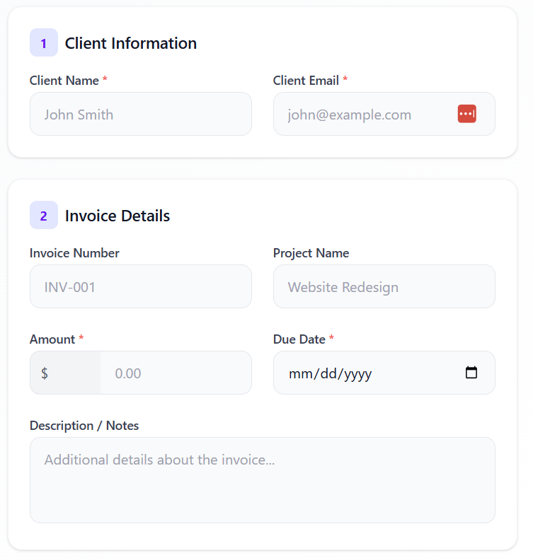 Step 1: Add client information